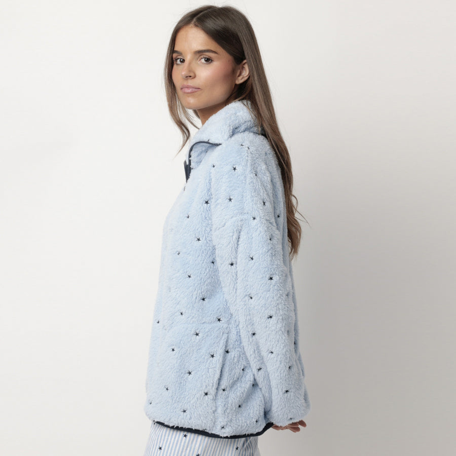 67305-0 - Giacca in coral con zip e stelline