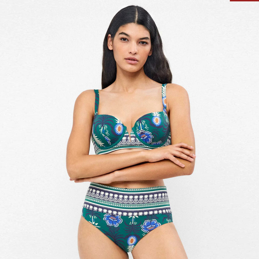 Costume due pezzi con slip vita alta regolabile e reggiseno con coppa preformata - 2/30338D
