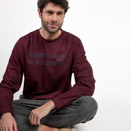 63800-0 - Pigiama uomo in caldo cotone con polsini