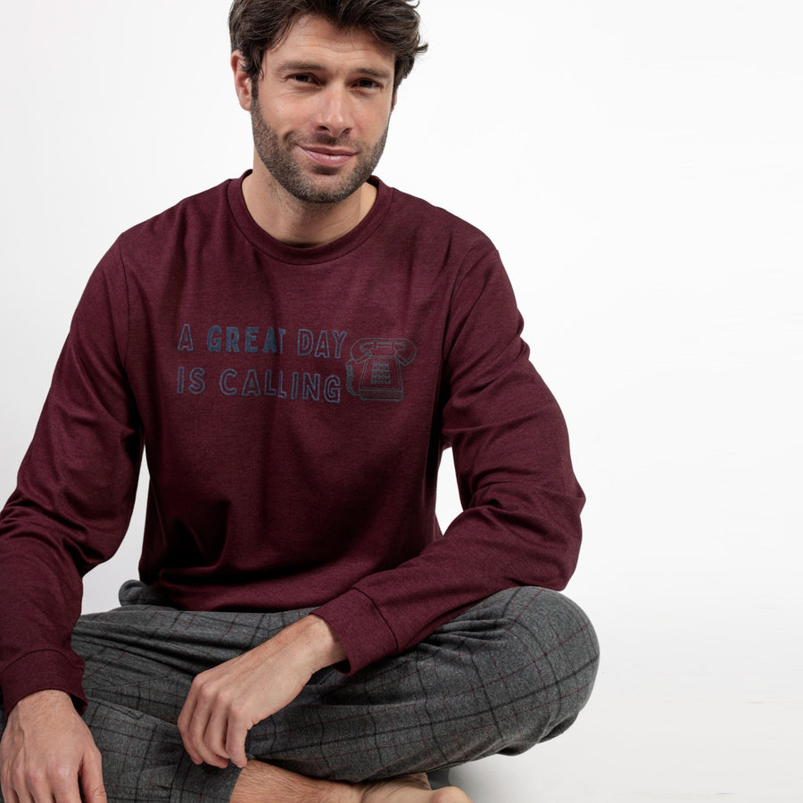 63800-0 - Pigiama uomo in caldo cotone con polsini