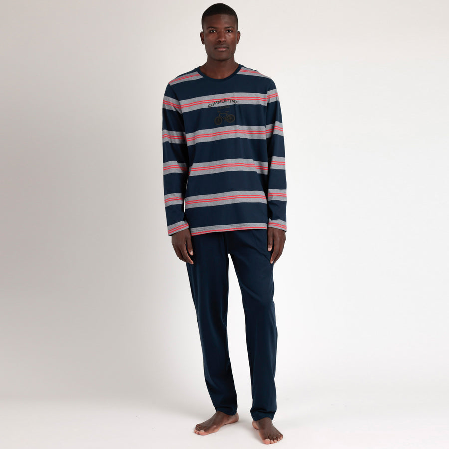 Pigiama Admas uomo manica lunga con maglia a righe - 63109-0