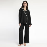 63638-0 - Pigiama aperto avanti ad incrocio in mussola