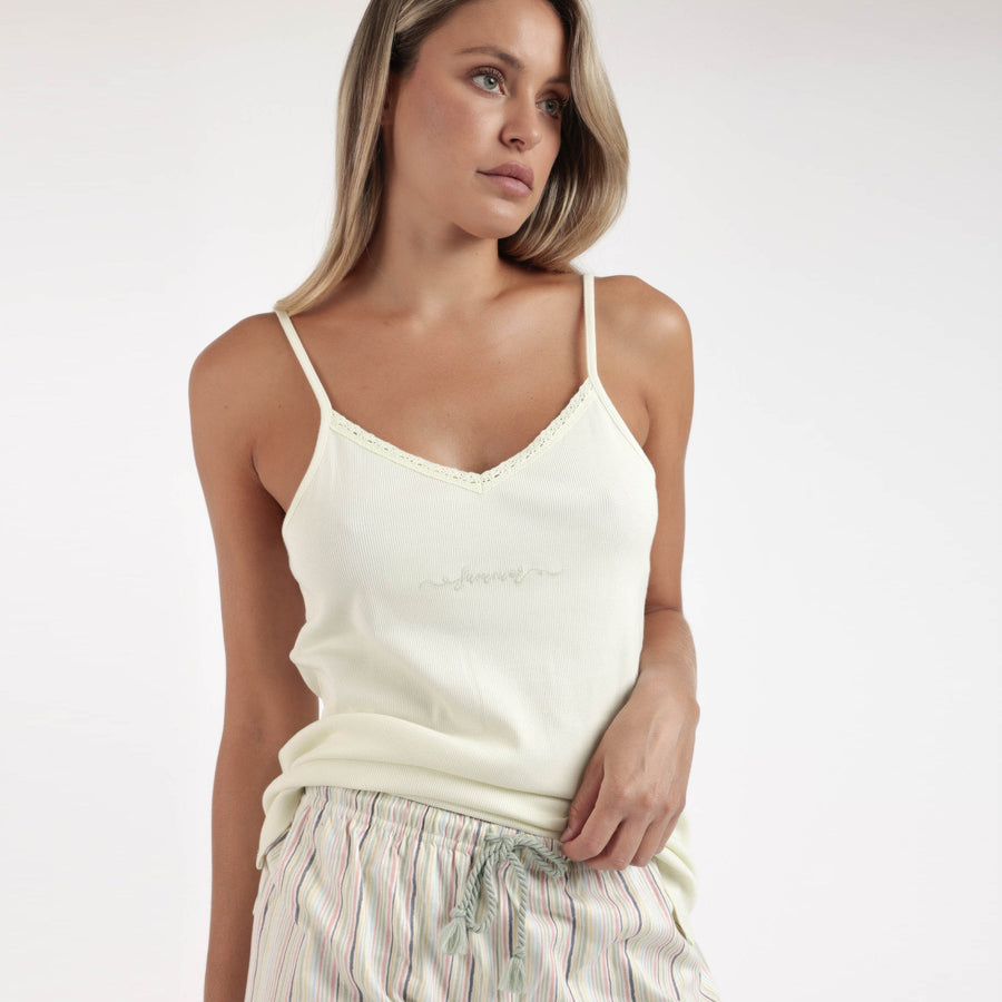 Pigiama Admas spalla stretta con shorts millerighe - 63078-0