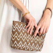Tr1493 - Pochette con chiusura zip in rafia