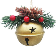 Campana pendente in metallo con bacche e pigne - Campanella small Christmas