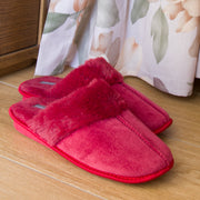 PF3117 - Pantofola invernale donna in velluto ed eco-pelliccia articolo classic