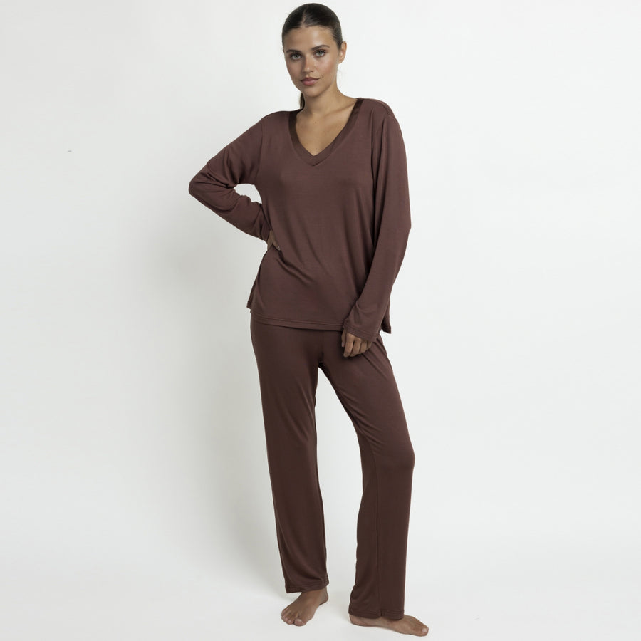 63646-0 - Pigiama in modal con collo in raso