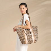 Borsa in rafia con zip  motivo zig zag. - TR1005