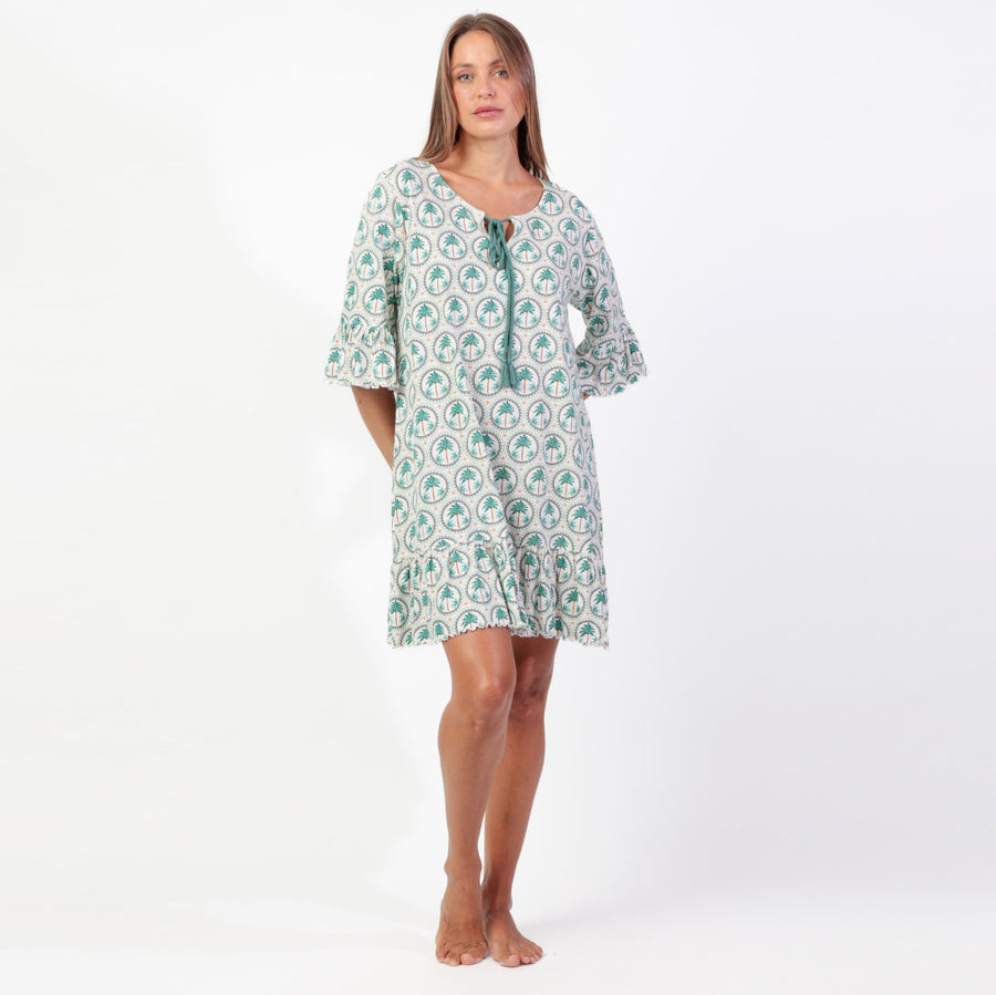 Camicia/Copricostume mezza manica con rouche - 61484-0