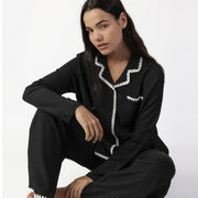 63615-0 - Pigiama aperto avanti stile camicia in mussola