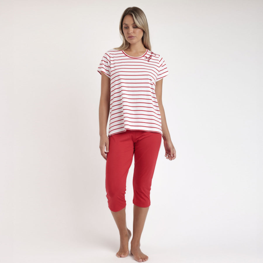 Pigiama mezza manica con pantalone pinocchietto - 63051-0