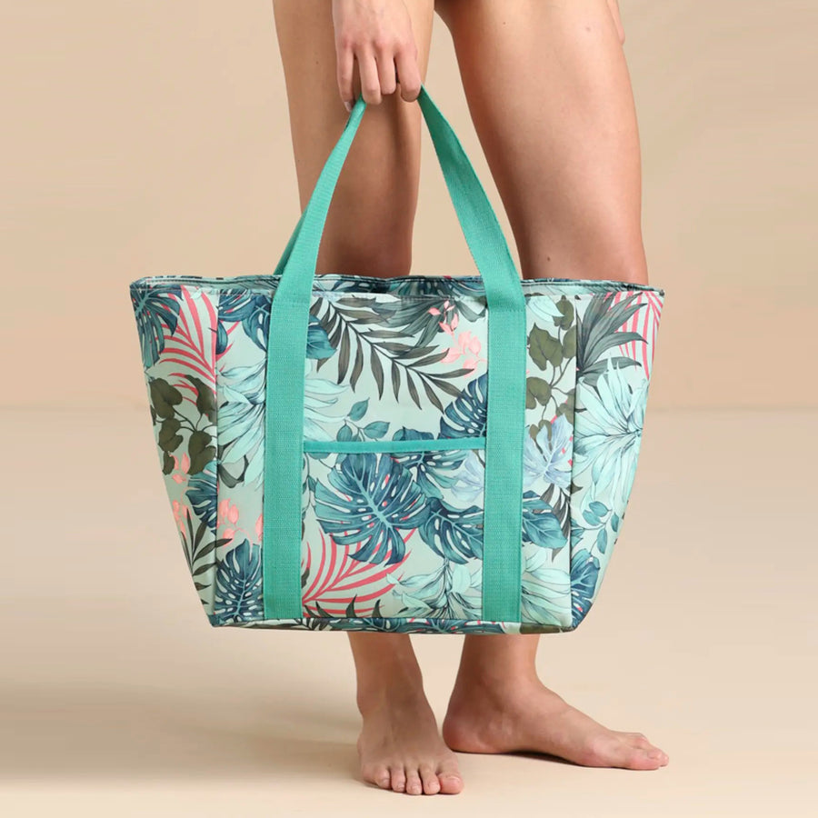 Borsa mare donna in tessuto con stampa tropicale - TR1476