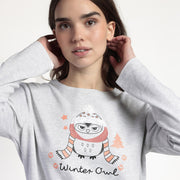 63592-0 - Pigiama donna caldo cotone gufetto