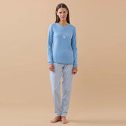 FA9188 - Pigiama donna caldo cotone Bonjour amour con polsini