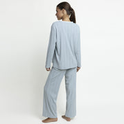 64653-0 - Pigiama in maglia a coste manica lunga e pantalone lungo