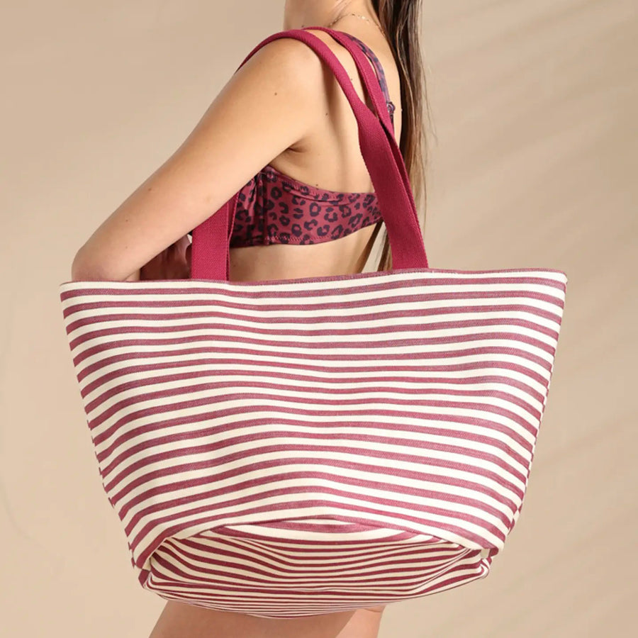 Borsa mare donna in tessuto a righe - TR1483