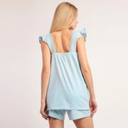 Pigiama donna spalla larga con rouche fantasia pois - 64041-0