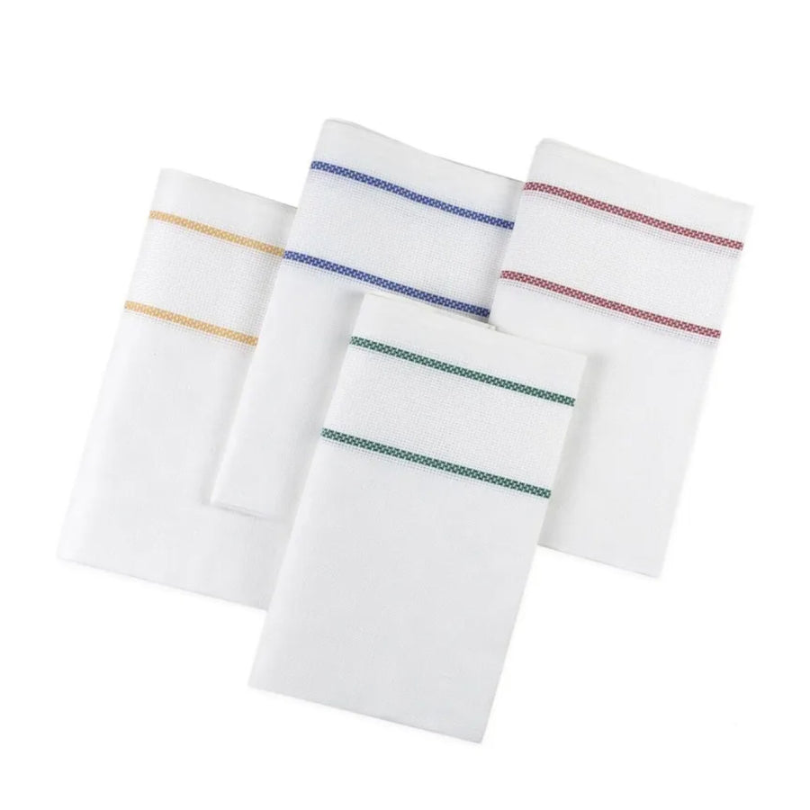 Set di sei strofinacci in cotone con inserto in tela aida al bordo - Strofinacci Dama Aida