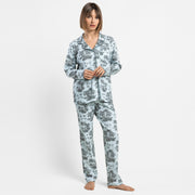 64690-0 - Pigiama invernale da donna in toile de Jouy a maniche lunghe