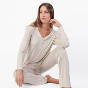 63646-0 - Pigiama in modal con collo in raso