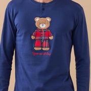 FA9284 - Pigiama donna caldo cotone orsetto tartan