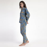 63640-0 - Pigiama in coral aperto avanti stile camicia