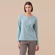 FA9265 - Pigiama donna in caldo cotone con pantalone fantasia e maglia tinta unita