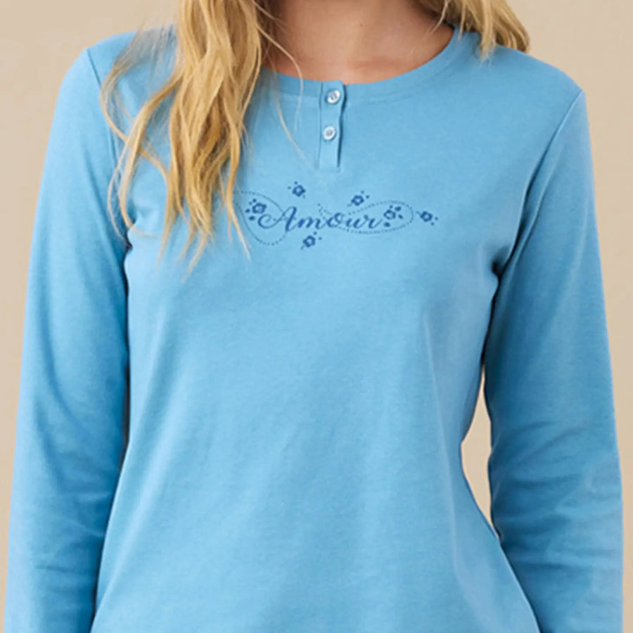 FA9266 - Pigiama donna caldo cotone fantasia cachemire con polsini