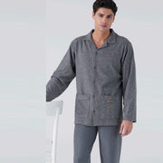 4086L - Pigiama uomo in punto milano con reever e tasche