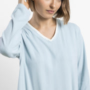 61545-0 - Camicia in maglia a coste con maniche lunghe