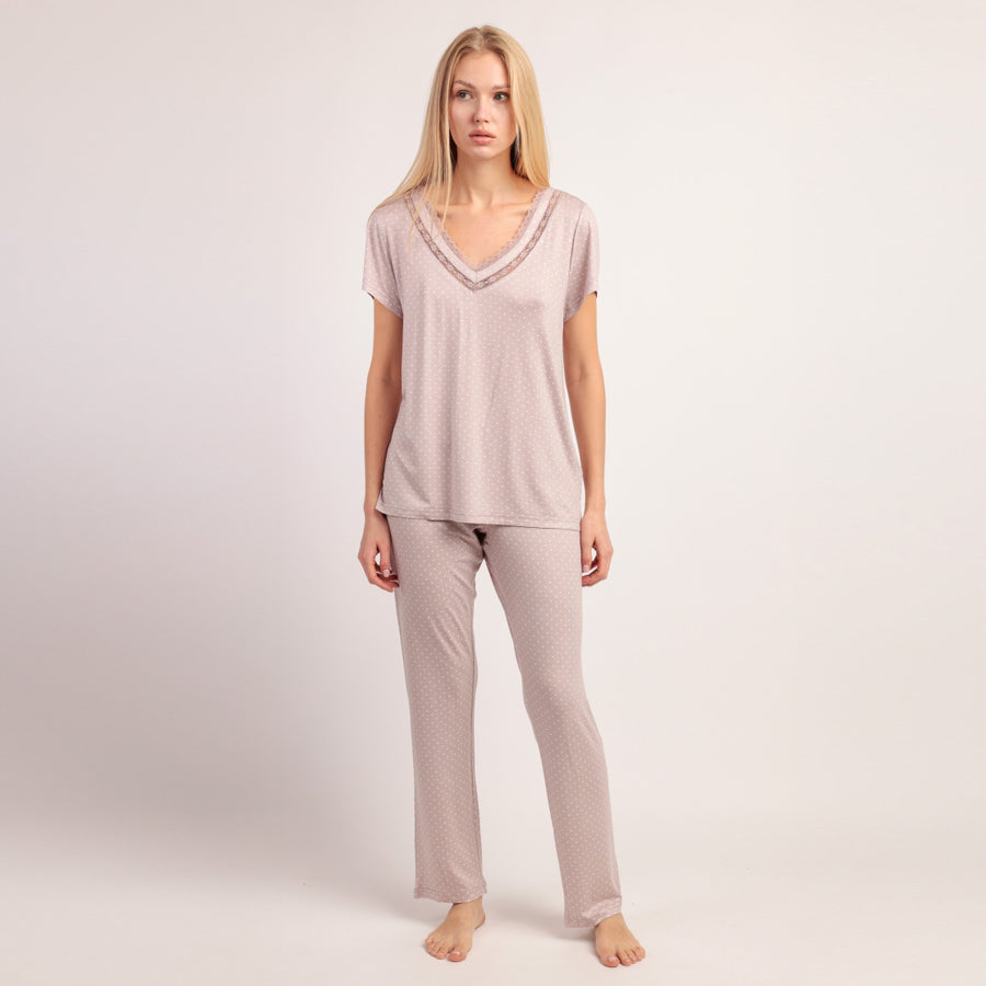Pigiama Donna mezza manica pantalone lungo in modale - 64104-0