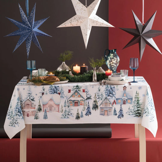 White christmas tovaglia - Tovaglia in twill antimacchina con stampa natalizia