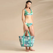 Borsa mare donna in tessuto con stampa tropicale - TR1476