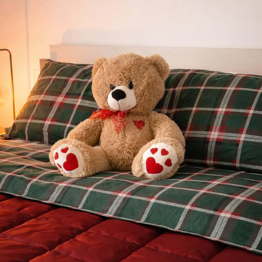 Completo letto Claus fantasia tartan in 100% cotone