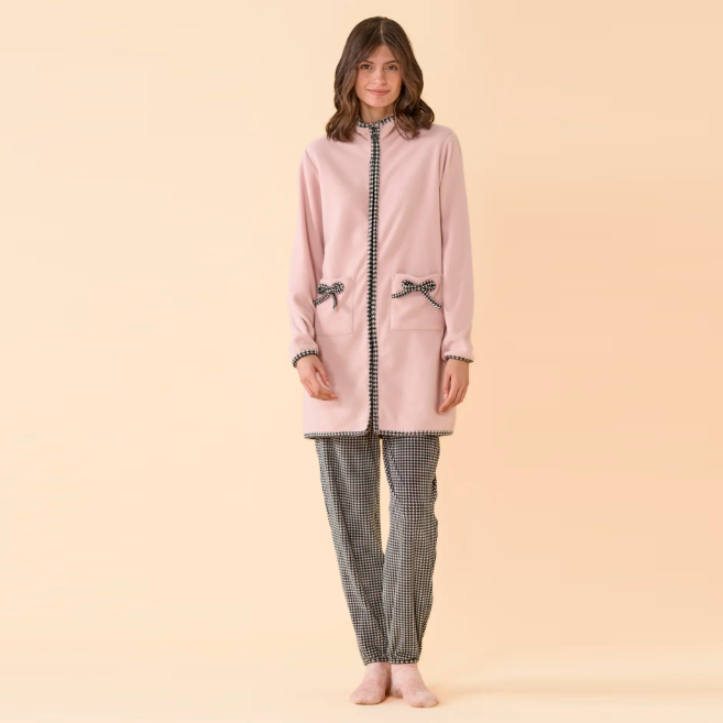 GE3159AB - Vestaglia micropile con zip Noidìnotte
