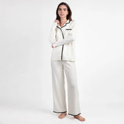 63615-0 - Pigiama aperto avanti stile camicia in mussola