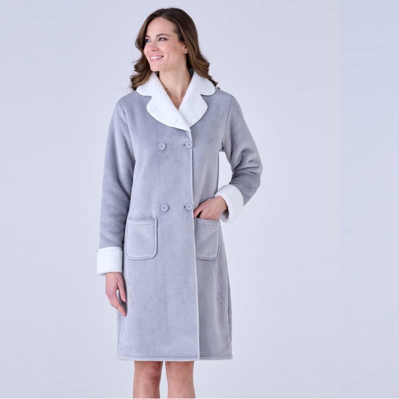 3466V - Vestaglia donna cappotto con bottoni e reever