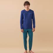 FC3312AB - Pigiama caldo cotone pantalone lungo con polsino Noidìnotte