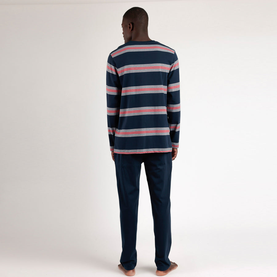 Pigiama Admas uomo manica lunga con maglia a righe - 63109-0