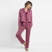 64859-0 - Pigiama da donna a maniche lunghe con motivo a righe