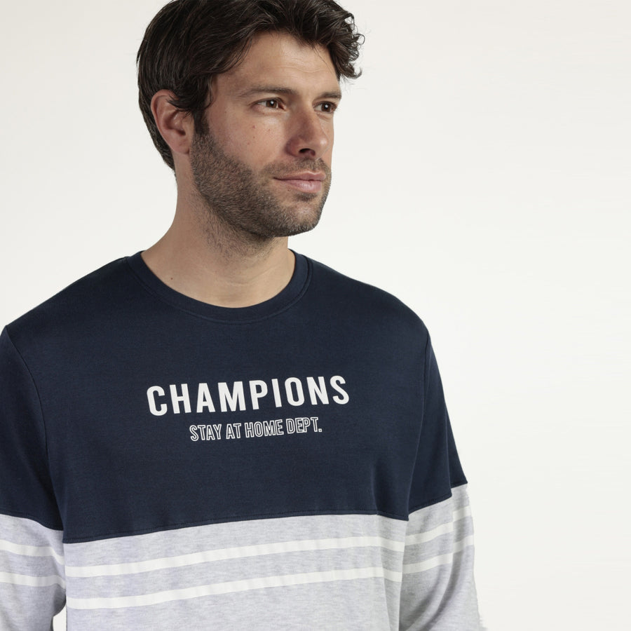 63758-0 - Pigiama uomo caldo cotone modello sportivo senza polsini