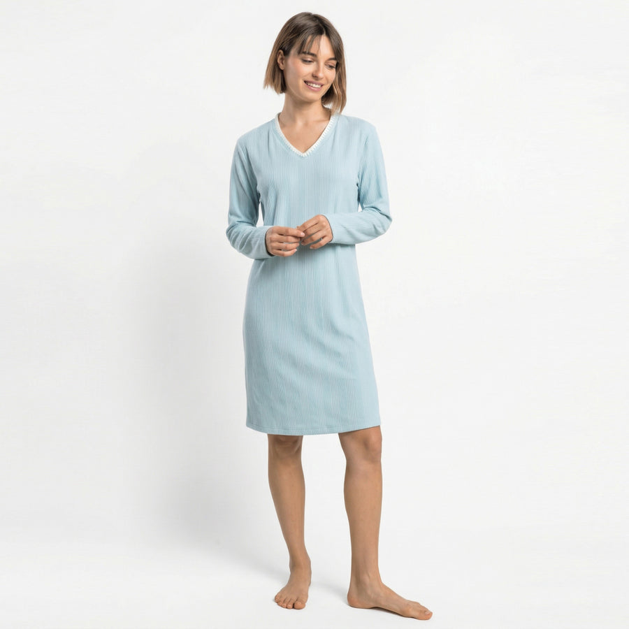 61545-0 - Camicia in maglia a coste con maniche lunghe
