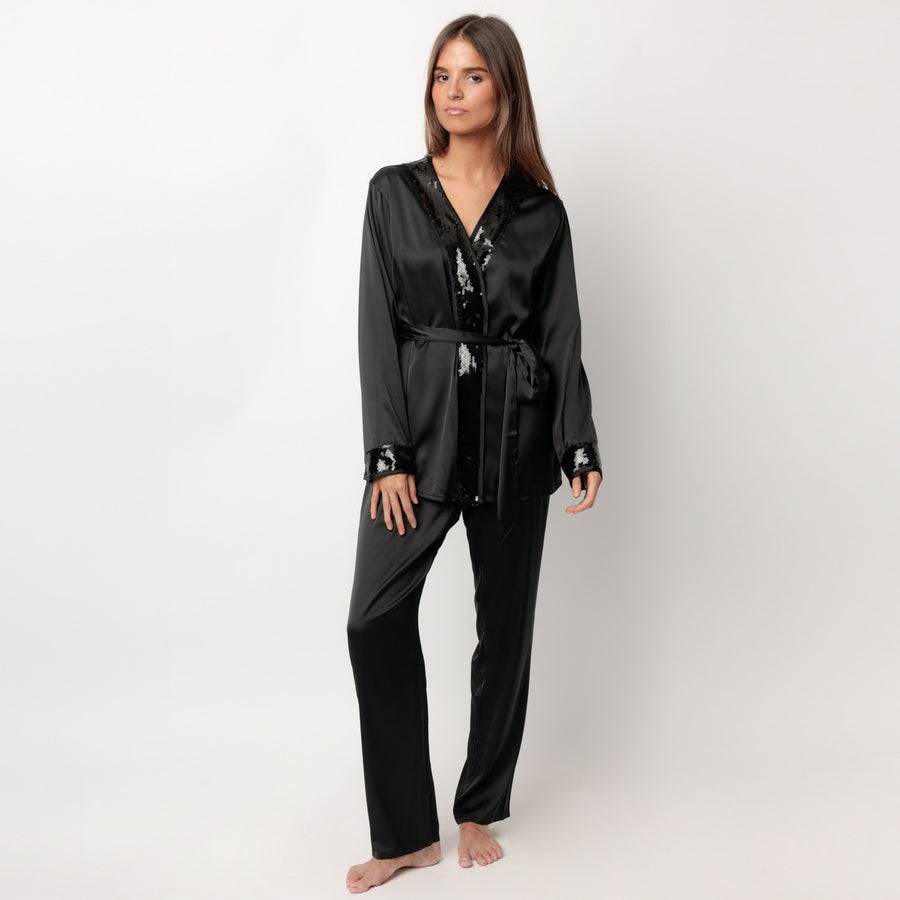 63642-0 -Pigiama donna con dettagli in paillettes