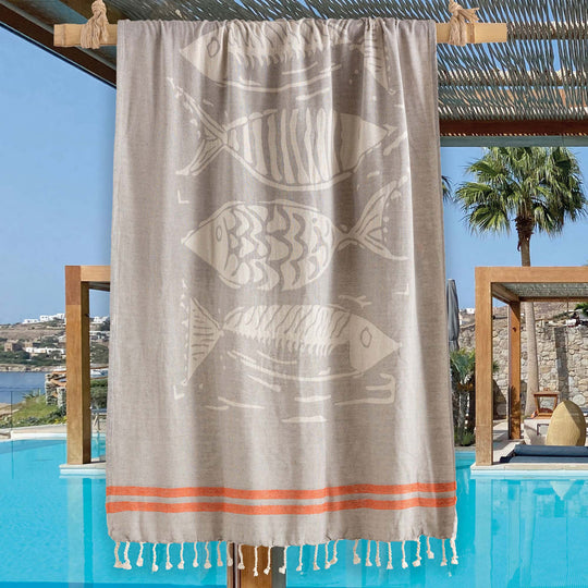 Telo Pareo Jacquard double face con frange - Telo mare Nemo