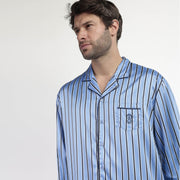 63784-0 - Pigiama uomo in raso aperto avanti righe