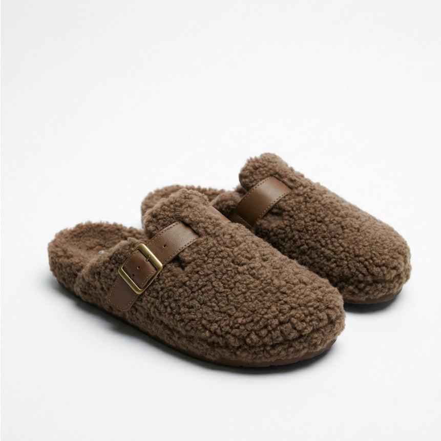 69227-0 - Pantofole da uomo ADMAS in sherpa marrone