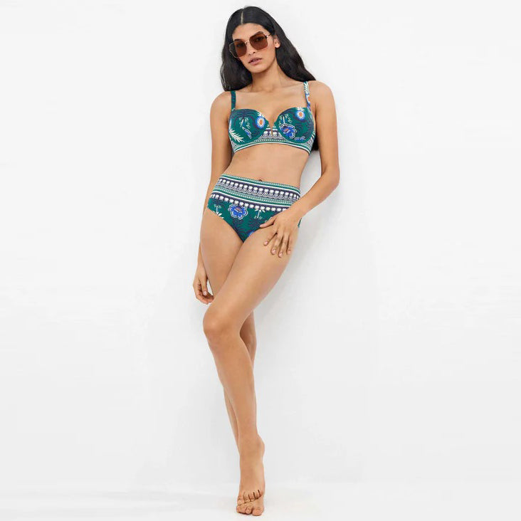 Costume due pezzi con slip vita alta regolabile e reggiseno con coppa preformata - 2/30338C