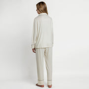 64594-0 - Pigiama aperto in morbida maglia colletto a revers e pantaloni lunghi