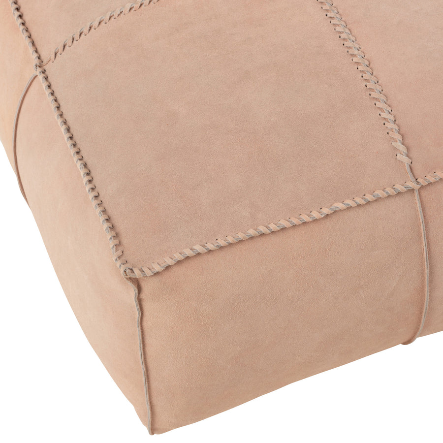 Pouf cucitura a croce quadrato in pelle rosa  - J-LINE