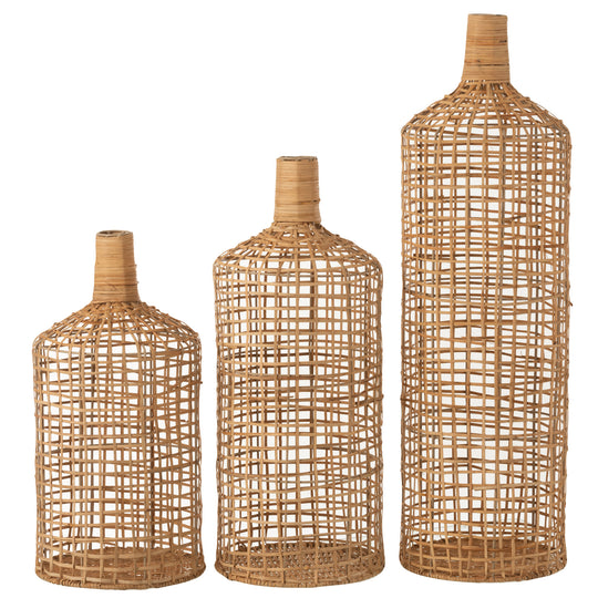 Set tre vasi in bambù naturale - J-LINE